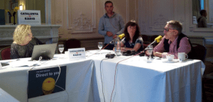 Mònica Terribas, Montserrat Guibernau i Agustí Colomines a l'Hotel Crowe Plaza d'Edimburg