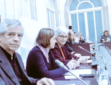 Eduardo Reyes, Carme Forcadell i Muriel Casals en l'última reunió del PNDD